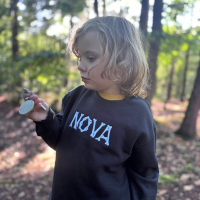 Embroidered 3D bones name adult and kids sweater