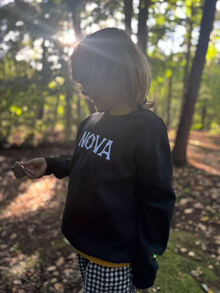 Embroidered 3D bones name adult and kids sweater