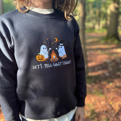 Embroidered ghost stories adult and kids sweater