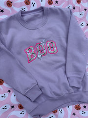 Embroidered glitter boo adult and kids sweater