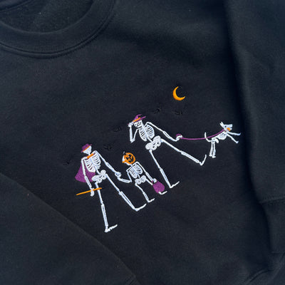 Embroidered ghost dog walkies adult and kids sweater
