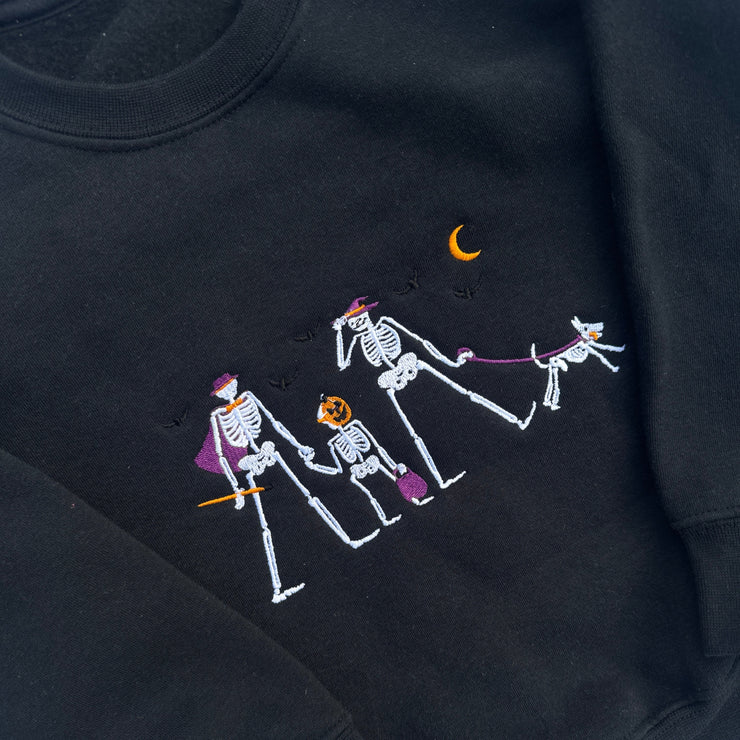 Embroidered ghost dog walkies adult and kids sweater