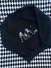 Embroidered ghost dog walkies adult and kids sweater