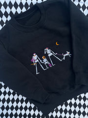 Embroidered ghost dog walkies adult and kids sweater