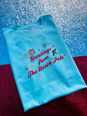 Greetings from north pole (adult & Kids) organic t-shirt