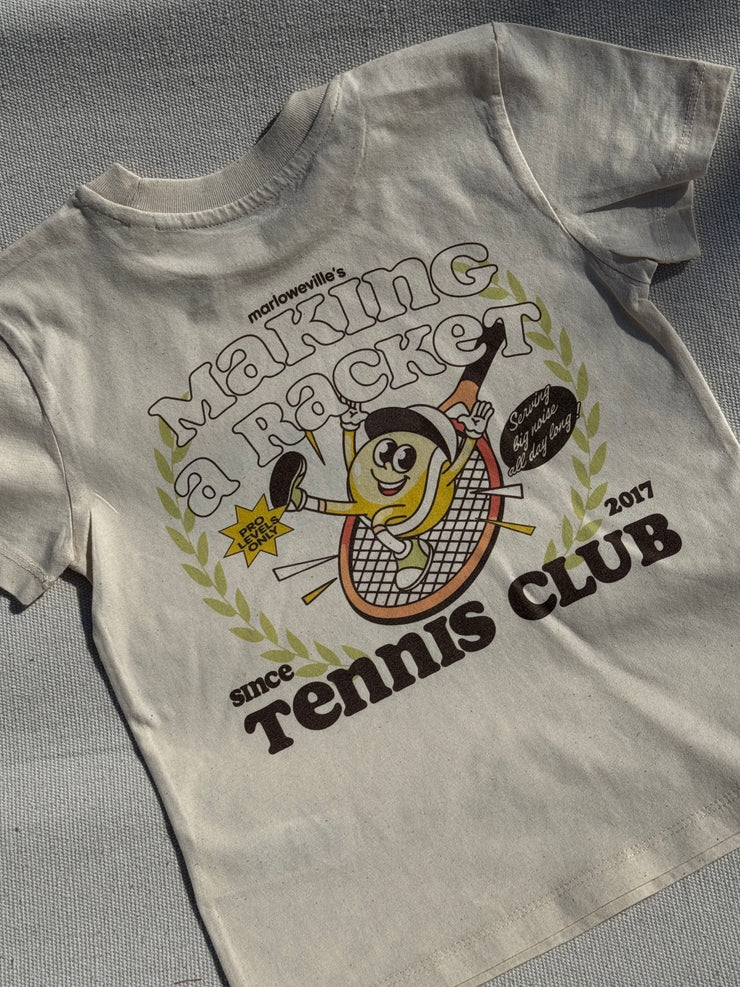 Making a racket organic T-shirt (adults and kids)