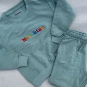 Embroidered Rainbow name British Summer Sweater & Shorts set