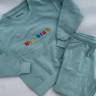 Embroidered Rainbow name British Summer Sweater & Shorts set