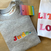 CLEARANCE Embroidered rainbow name