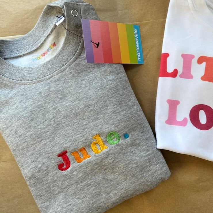 CLEARANCE Embroidered rainbow name