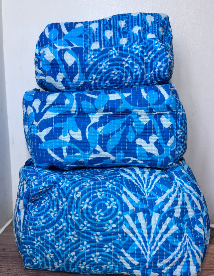 Quilted handmade cotton make up/ toiletry organiser bags