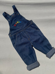 Rainbow name Personalised Embroidered denim dungarees