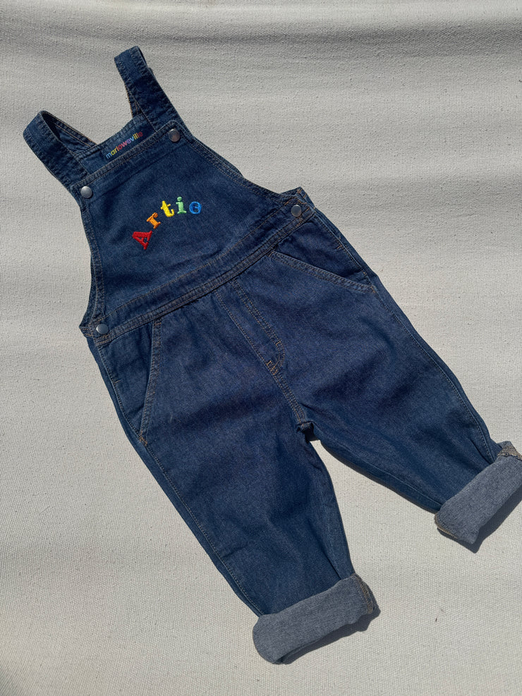 Rainbow name Personalised Embroidered denim dungarees