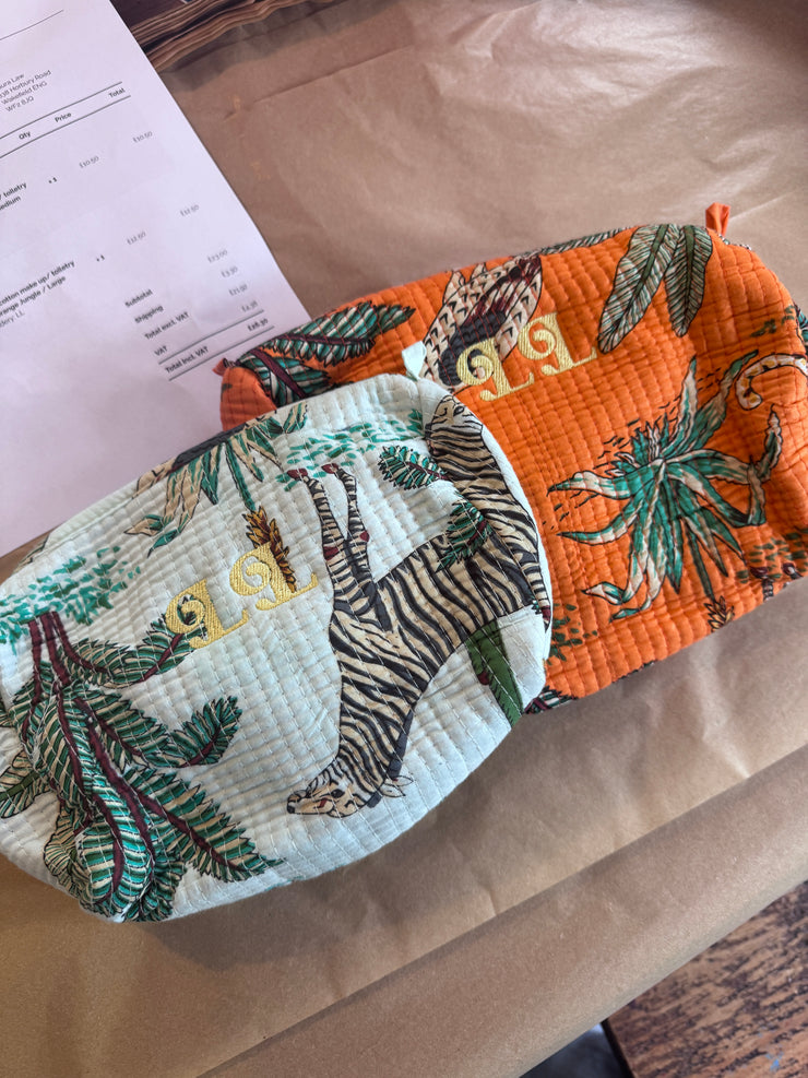 Quilted handmade cotton make up/ toiletry organiser bags