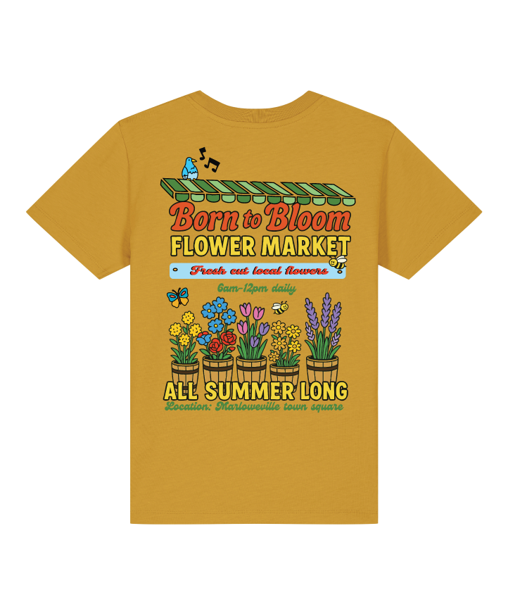 Born to bloom flower market organic kids tee