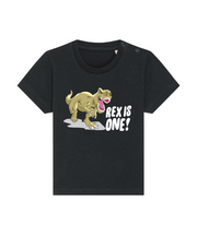 black dinosaur first birthday t-shirt