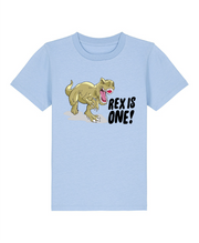 baby blue dinosaur first birthday t-shirt