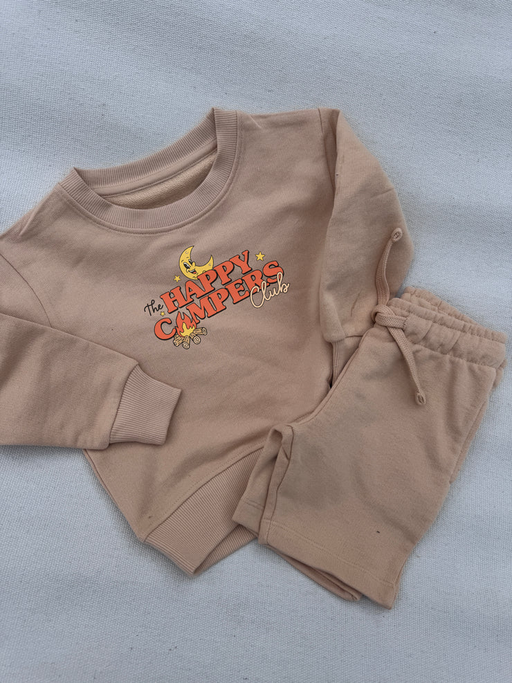 Happy campers club- Kids camping Sweater & Shorts set