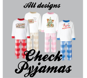 Check PJ's- all designs- Sizes 6-12 months- 9-10 years
