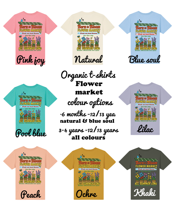 Born to bloom flower market organic kids tee