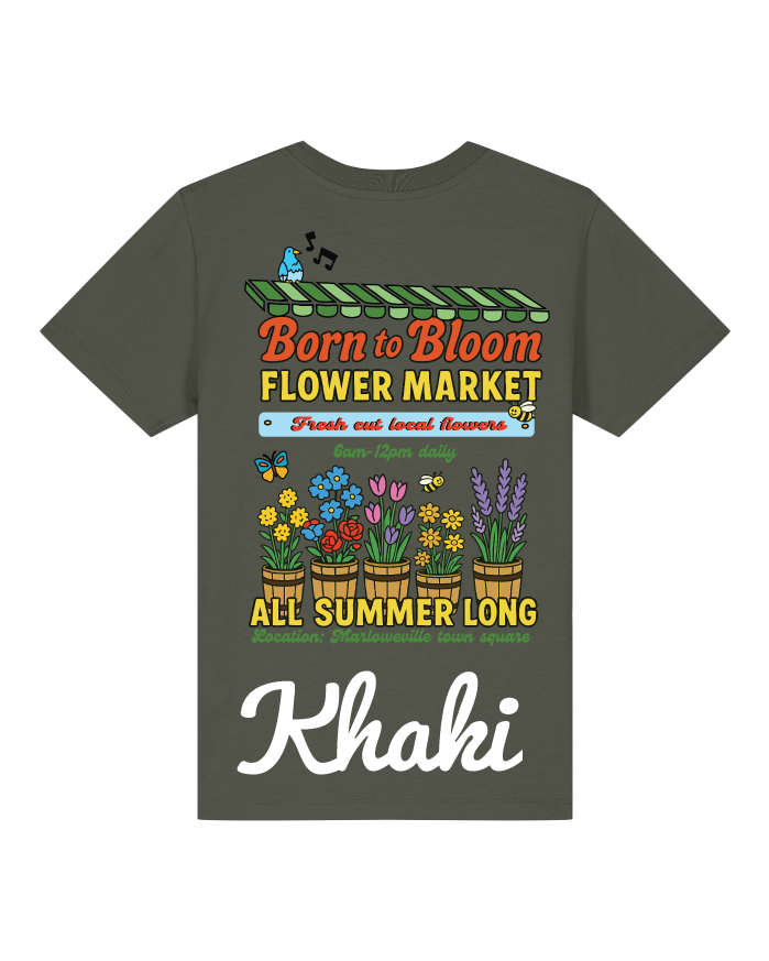 Born to bloom flower market organic kids tee
