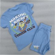 tennis club kids co ord. Shorts an d t-shirt set with back design