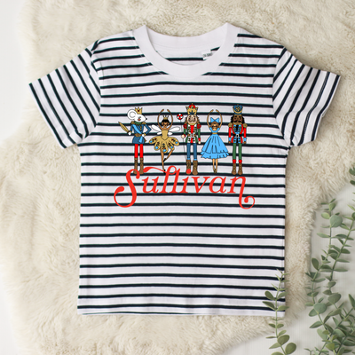 Nutcracker (Personalised) Kids Christmas Stripe T-Shirt