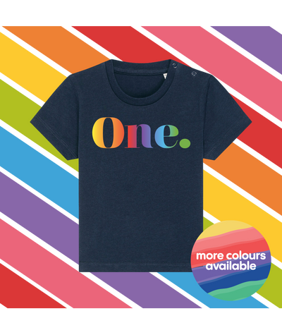 1st birthday rainbow t-shirt- Classic ombre one