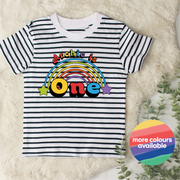 personalsied rainbow first birthday top