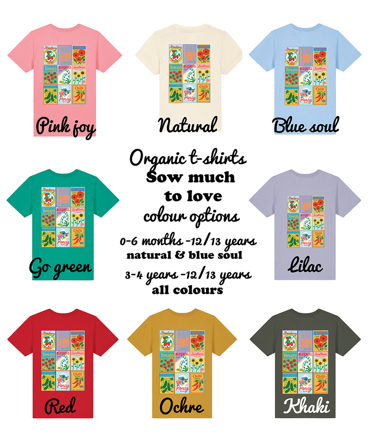 Sow much to love seed packet organic tee adults & kids