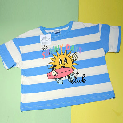 Sunny Days Club Chunky Slouch Stripe Tee (Blue or pink)