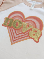 Retro hearts Personalised valentines raglan