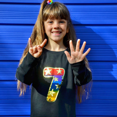 Shiny Star Initial/Number Kids T-Shirt