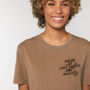 Fueled by Iced coffee & anxiety t-shirt Adults