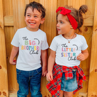 Brother Sister Sibling club multicolour print kids t-shirt