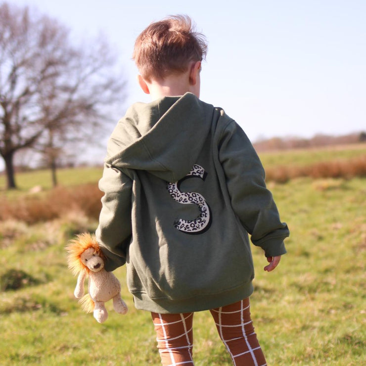 Layered Leopard Initial Kids Hoodie