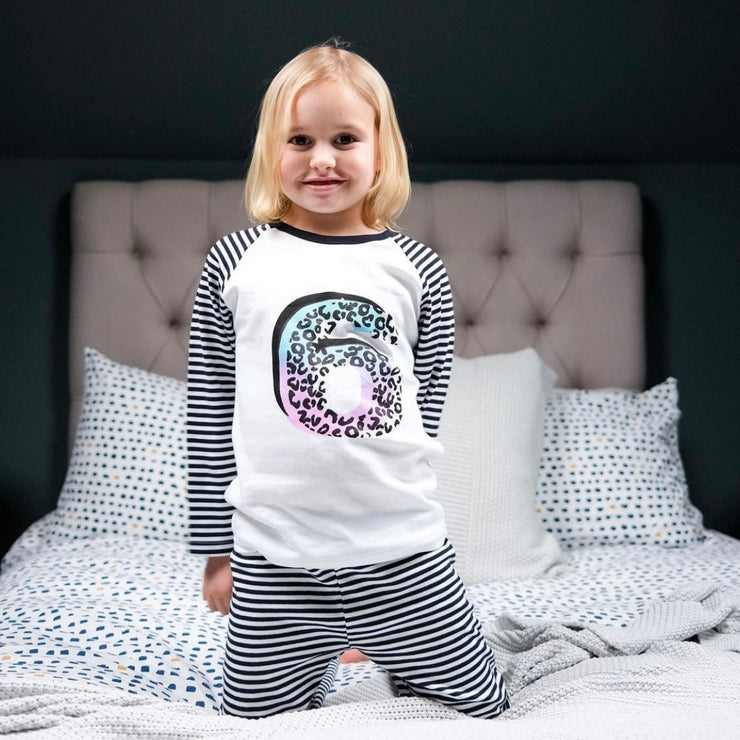 Layered Leopard Number Personalised Birthday Pyjamas
