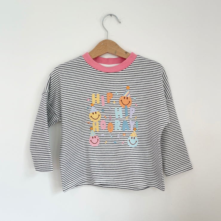 Pre-made hip hip hooray pink neck tee