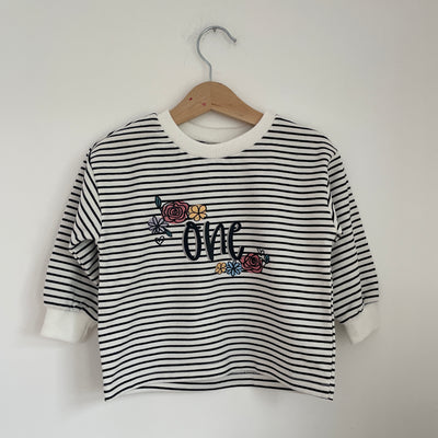 Pre-made- striped slouch jumper floral one