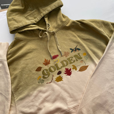 Pre-made- dip dye golden hoodie adults L