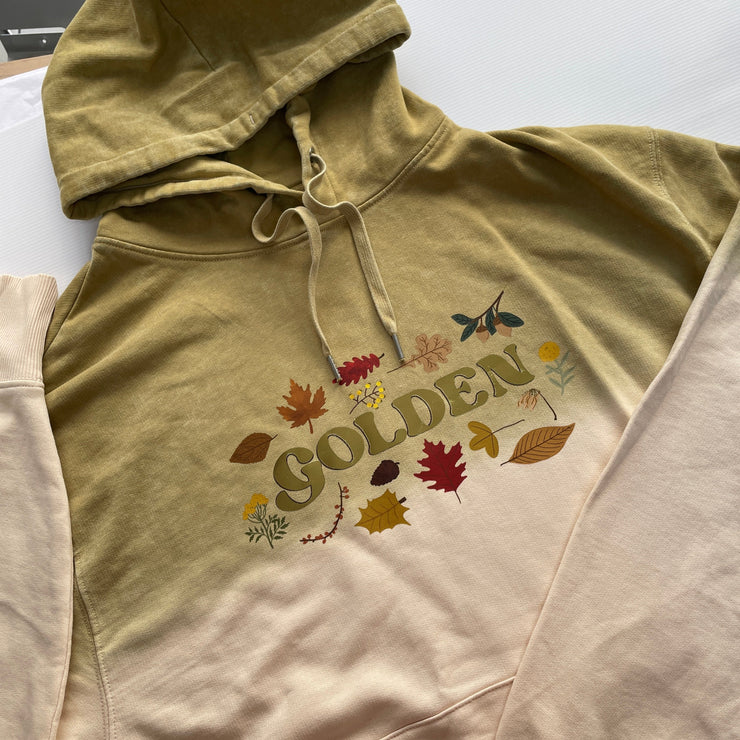 Pre-made- dip dye golden hoodie adults L