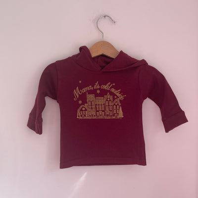 Pre-made- christmas mama it's cold outside maroon hooded tee 0-3 Months