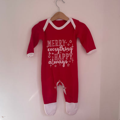 Pre-made- christmas merry everything red sleepsuit