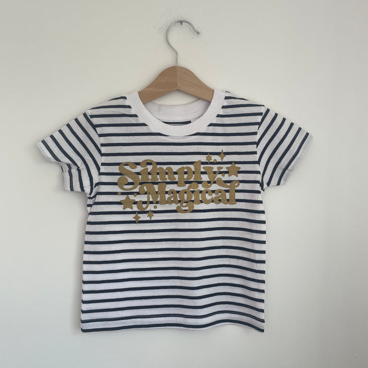Pre-made christmas simply magical stripe tee - Size 12-18 months