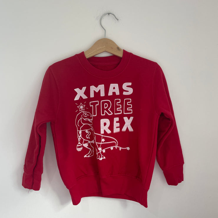 Pre-made - christmas xmas tree rex red sweater - 2-3 years