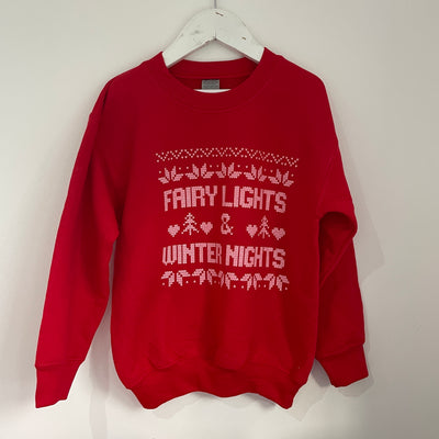 Pre-made - christmas fairy lights red sweater  - 4-5 years