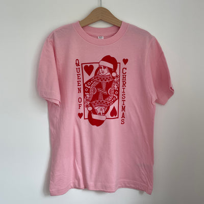 Pre-made - queen of christmas pink tee  - 6-7 years