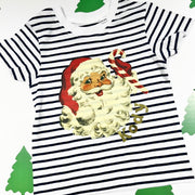 Vintage Santa Kids Christmas Stripe T-Shirt