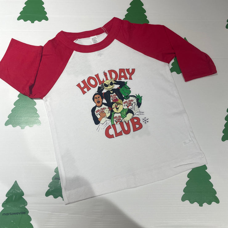 Pre-made - Holiday club red raglan - 1-2 years