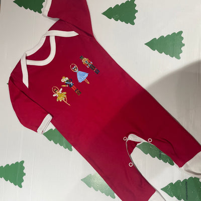 Pre-made - Nutcracker red/white sleepsuit (can be personalised with name) - 3-6 months